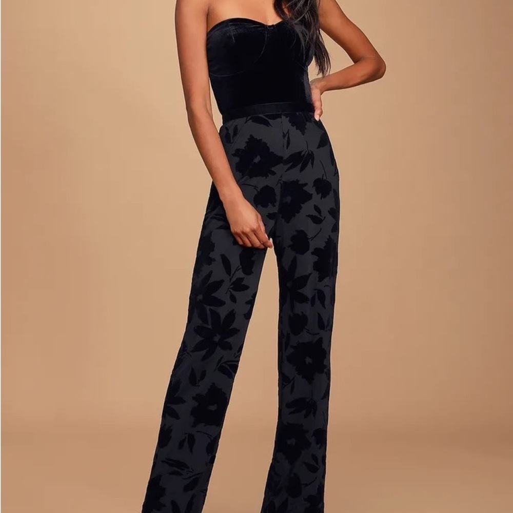 Lulu's Black Floral Jumpsuit